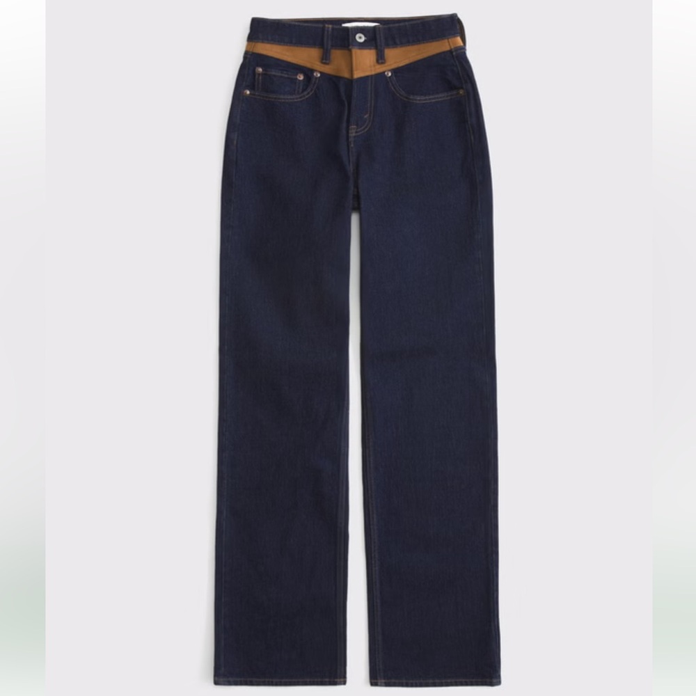 Abercrombie Curve Love High Rise 90s Relaxed Vegan Suede Yoke Jean
